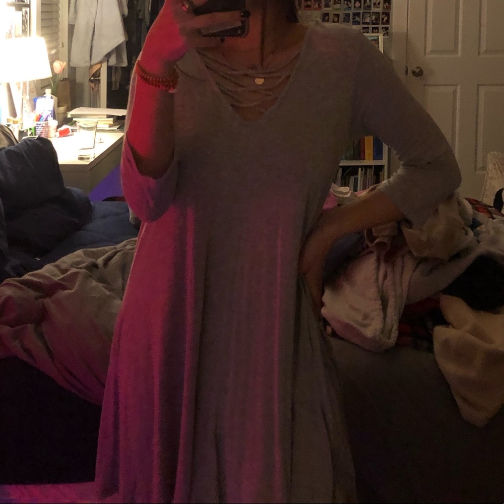 CROSSOVER GREY T-SHIRT DRESS